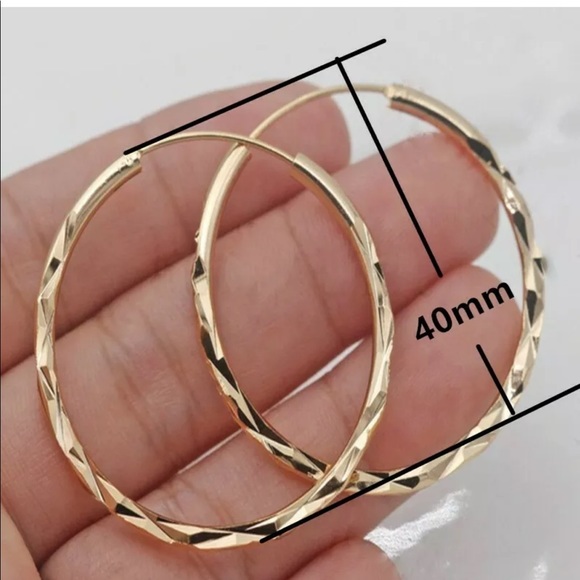 💎18k Gold Hoop Earrings ear ring - Picture 12 of 12